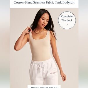 Abercrombie Cotton-Blend Seamless Fabric Tank Bodysuit- Color cream, Size XS